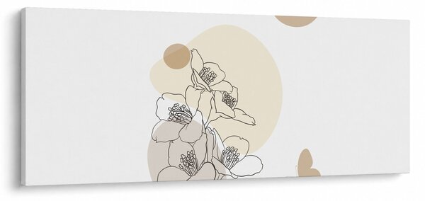 Slika - Bež cvijeće s leptirom N⁰4 (120x50 cm)