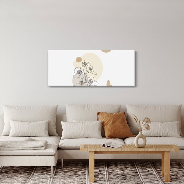 Slika - Bež cvijeće s leptirom N⁰4 (120x50 cm)