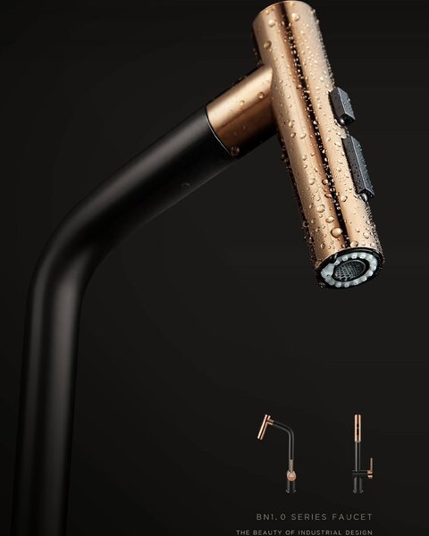 Idealaqua Higold 2.0 miješalica za sudoper sa tušem, black/rose gold
