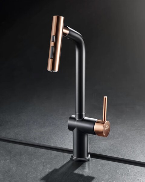 Idealaqua Higold 2.0 miješalica za sudoper sa tušem, black/rose gold