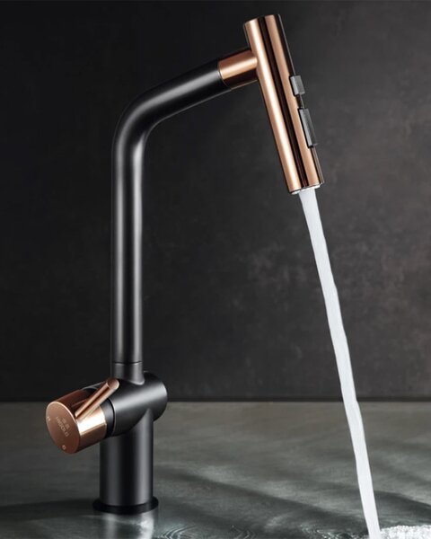 Idealaqua Higold 2.0 miješalica za sudoper sa tušem, black/rose gold