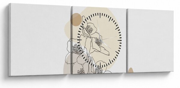 Slika - Bež cvijeće s leptirom N⁰4 (sa satom) (90x30 cm)