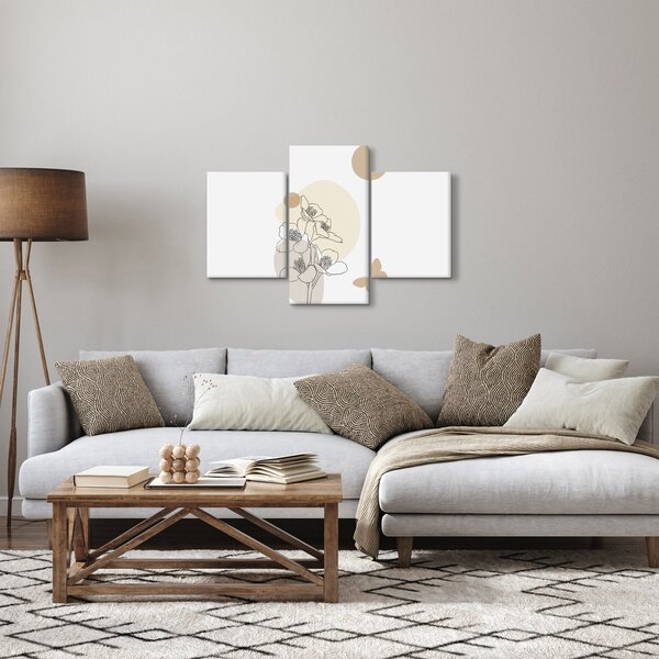 Slika - Bež cvijeće s leptirom N⁰4 (90x60 cm)