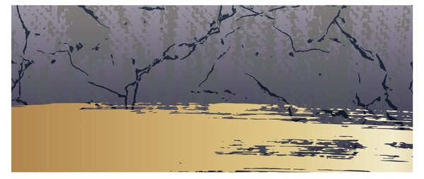 Slika - Plava i zlatna apstrakcija N⁰1 (120x50 cm)