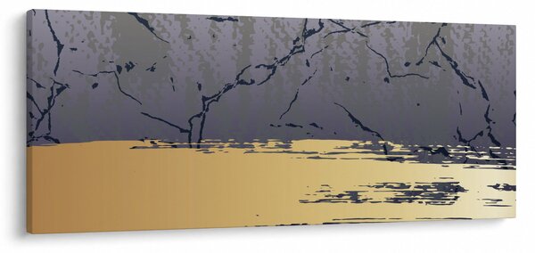 Slika - Plava i zlatna apstrakcija N⁰1 (120x50 cm)