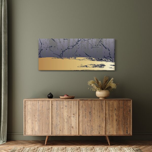 Slika - Plava i zlatna apstrakcija N⁰1 (120x50 cm)