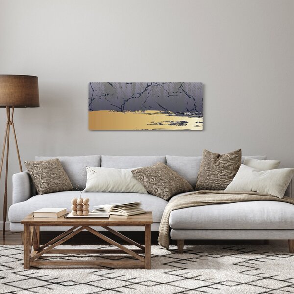 Slika - Plava i zlatna apstrakcija N⁰1 (120x50 cm)