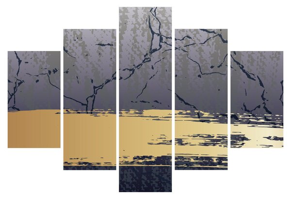 Slika - Plava i zlatna apstrakcija N⁰1 (150x105 cm)