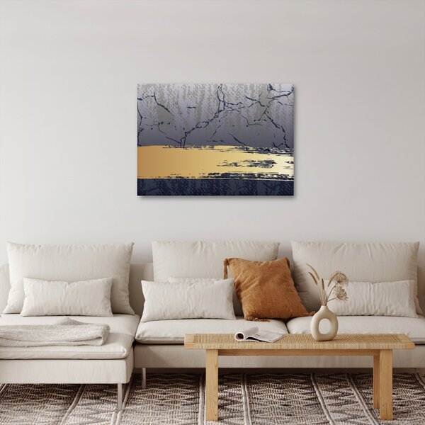 Slika - Plava i zlatna apstrakcija N⁰1 (70x50 cm)