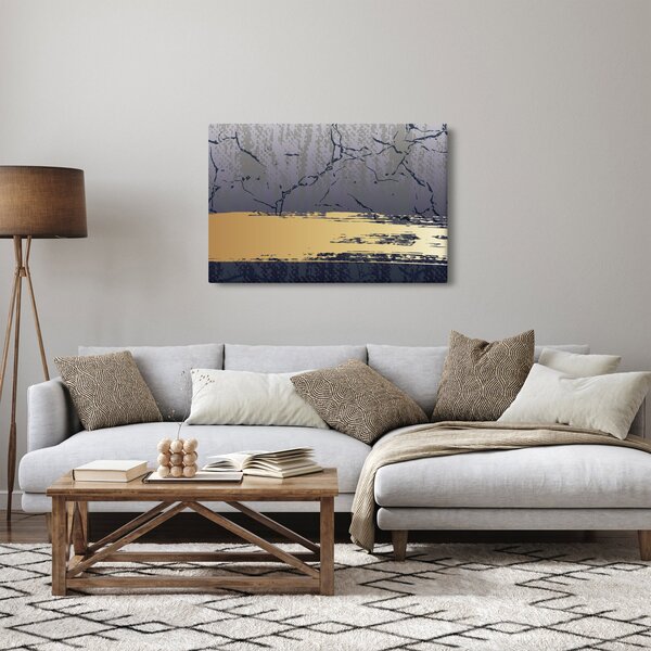 Slika - Plava i zlatna apstrakcija N⁰1 (90x60 cm)