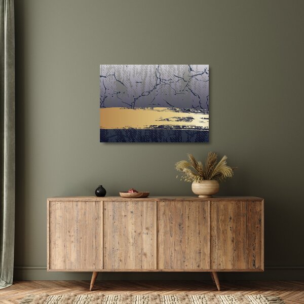 Staklena slika - Plava i zlatna apstrakcija N⁰1 (70x50 cm)