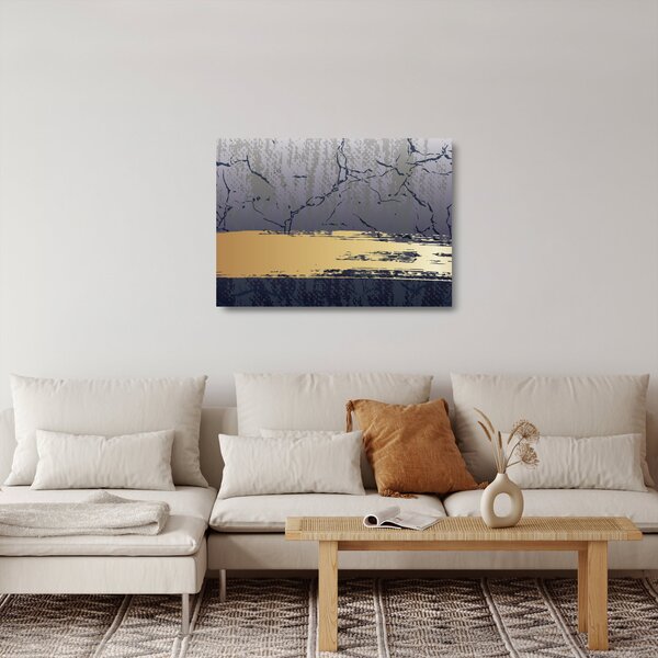 Staklena slika - Plava i zlatna apstrakcija N⁰1 (70x50 cm)