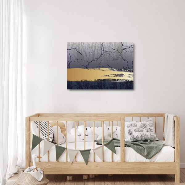 Staklena slika - Plava i zlatna apstrakcija N⁰1 (70x50 cm)
