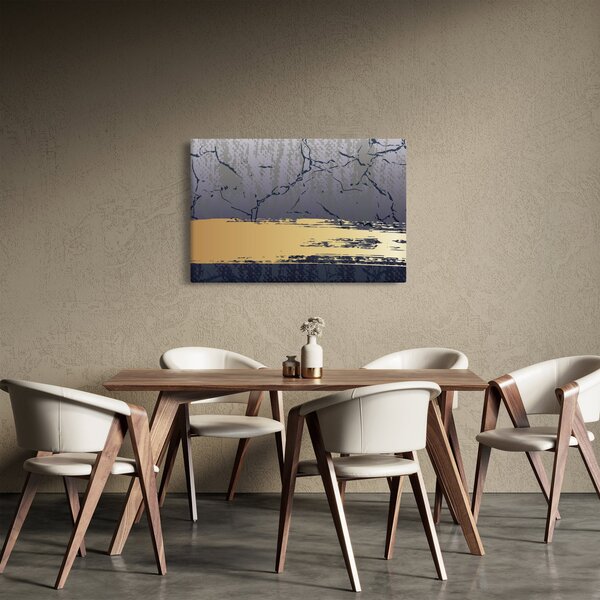 Slika - Plava i zlatna apstrakcija N⁰1 (90x60 cm)