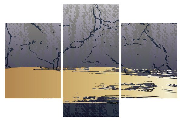 Slika - Plava i zlatna apstrakcija N⁰1 (90x60 cm)