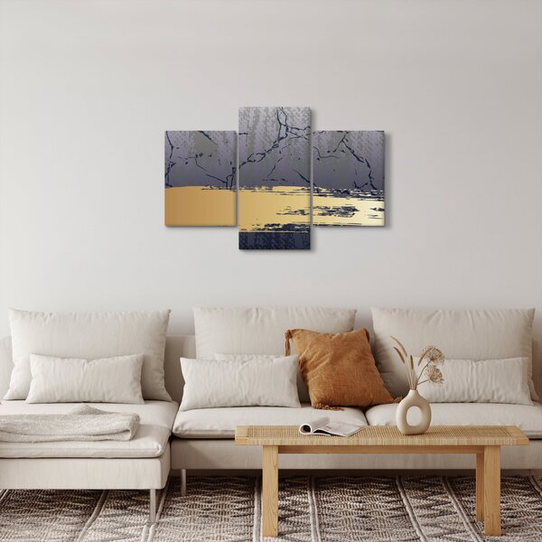 Slika - Plava i zlatna apstrakcija N⁰1 (90x60 cm)