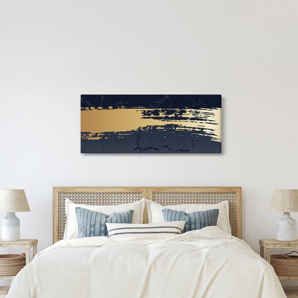 Slika - Plava i zlatna apstrakcija N⁰2 (120x50 cm)