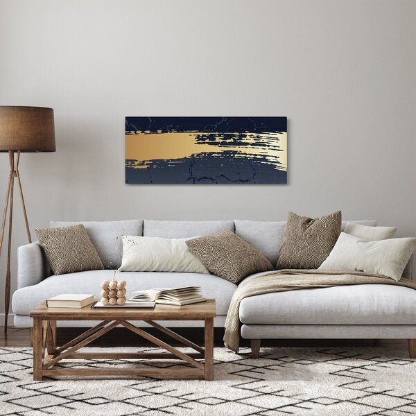 Slika - Plava i zlatna apstrakcija N⁰2 (120x50 cm)