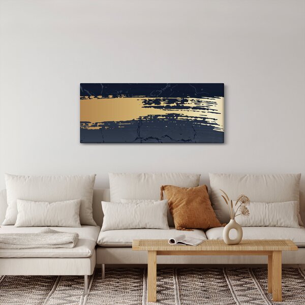 Slika - Plava i zlatna apstrakcija N⁰2 (120x50 cm)