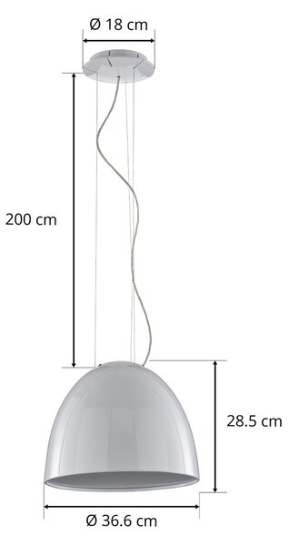 Viseće Svjetiljka Artemide, Nur Mini Gloss, prigušiv, Bijela, Dnevna soba, Metal, Dizajn