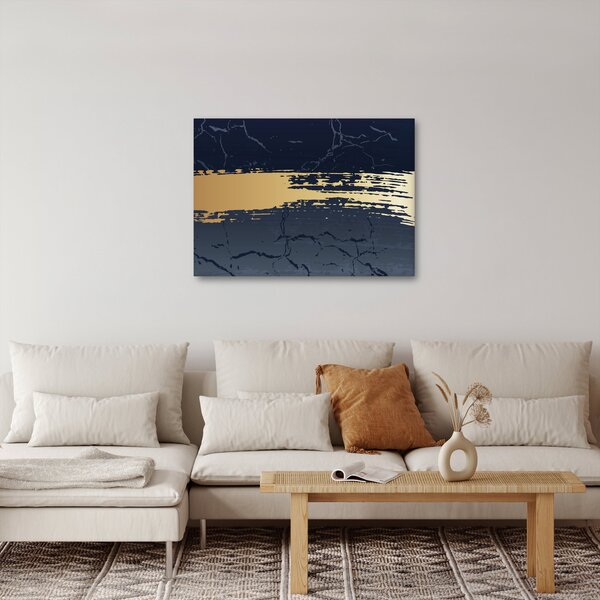 Slika - Plava i zlatna apstrakcija N⁰2 (70x50 cm)
