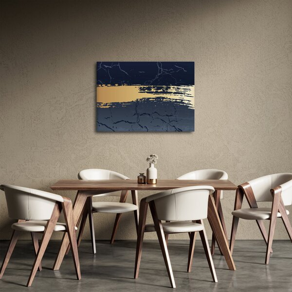 Slika - Plava i zlatna apstrakcija N⁰2 (70x50 cm)