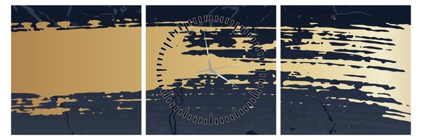 Slika - Plava i zlatna apstrakcija N⁰2 (sa satom) (90x30 cm)