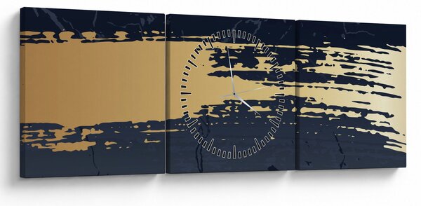 Slika - Plava i zlatna apstrakcija N⁰2 (sa satom) (90x30 cm)