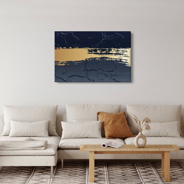 Slika - Plava i zlatna apstrakcija N⁰2 (90x60 cm)