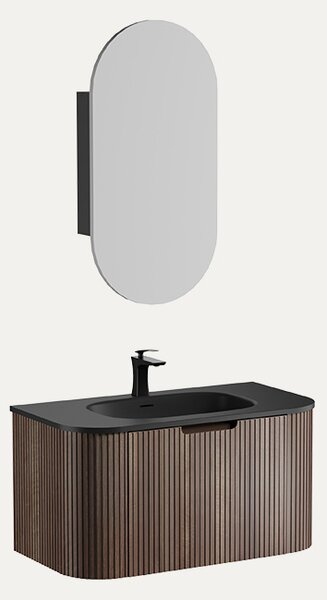 Idealaqua Manto 90 cm ogledalo s ormarićem crni