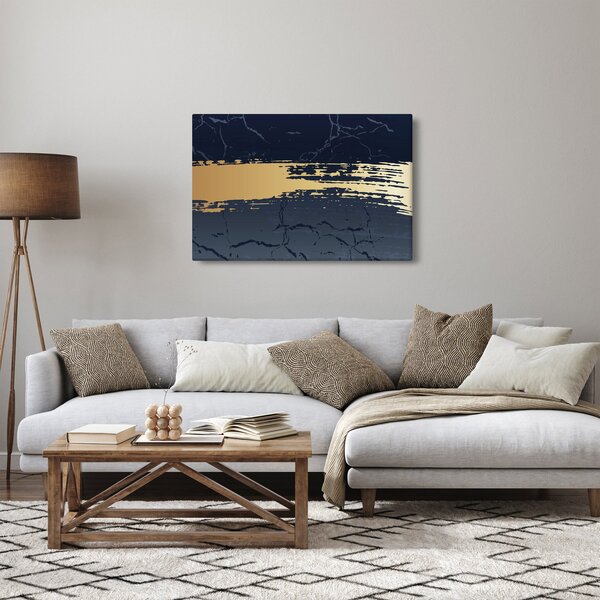 Slika - Plava i zlatna apstrakcija N⁰2 (90x60 cm)