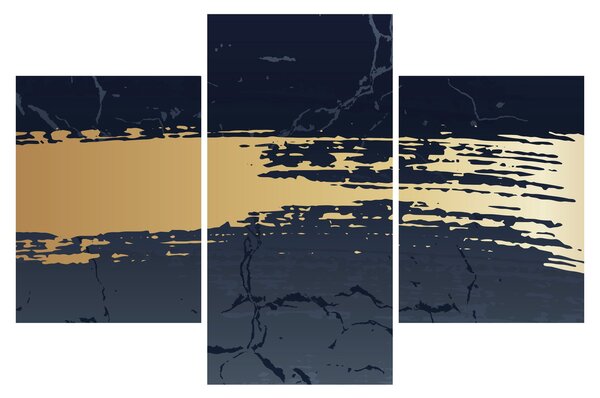 Slika - Plava i zlatna apstrakcija N⁰2 (90x60 cm)