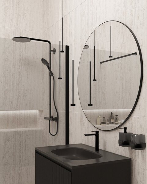 Idealaqua walk-in Black DNR, 80 cm, crna\prozirno