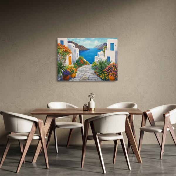 Staklena slika - Grčka uličica (70x50 cm)