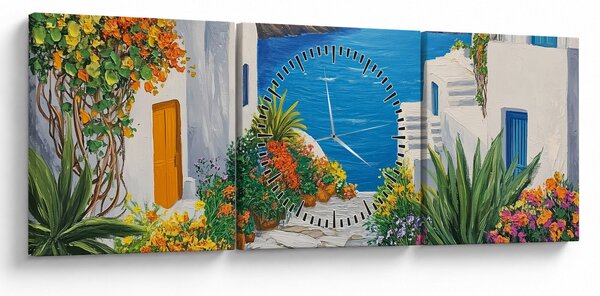 Slika - Grčka uličica (sa satom) (90x30 cm)