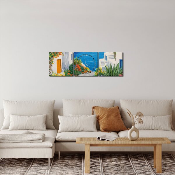 Slika - Grčka uličica (sa satom) (90x30 cm)
