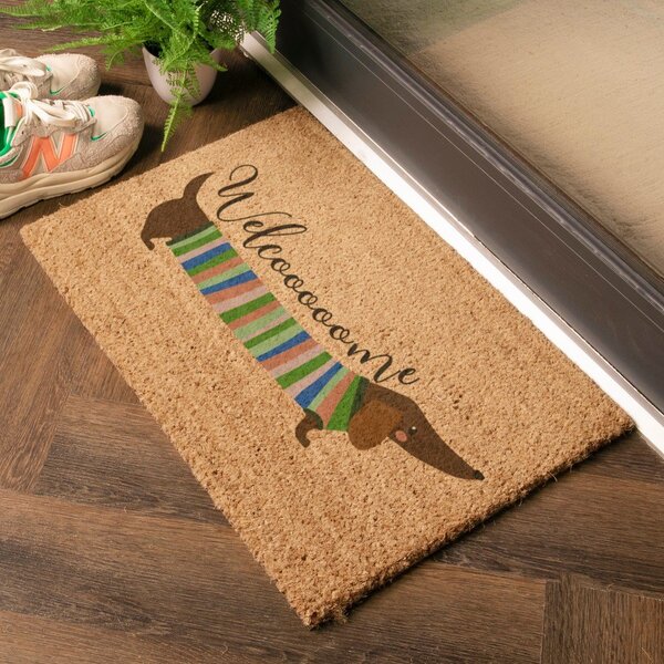 Otirač od kokosovih vlakana 40x60 cm Welcome Sausage Dog – Artsy Doormats