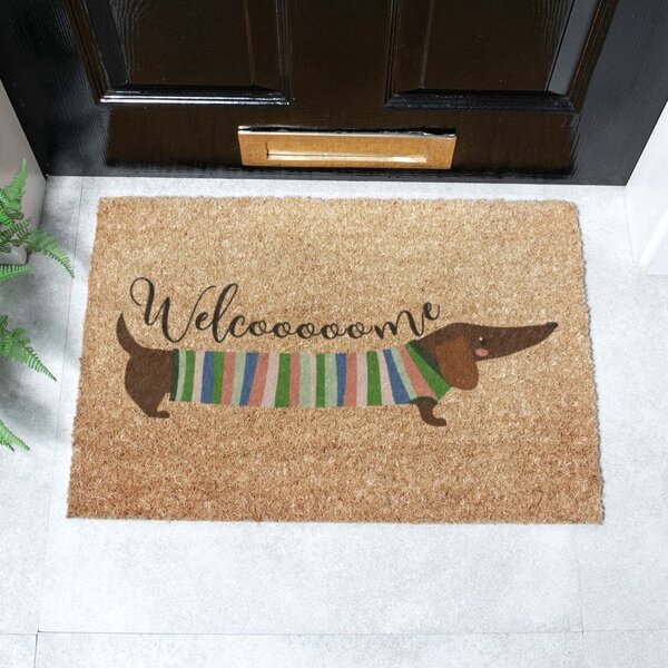 Otirač od kokosovih vlakana 40x60 cm Welcome Sausage Dog – Artsy Doormats