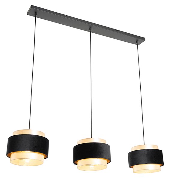 Moderne hanglamp zwart met goud 3-lichts - Elif