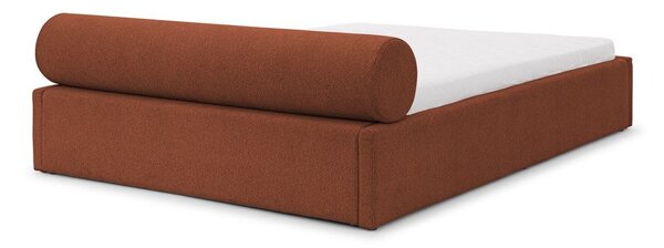 Tapecirani bračni krevet s prostorom za odlaganje s podnicom 140x200 cm boje terakote Cille – Ropez