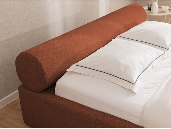 Tapecirani bračni krevet s prostorom za odlaganje s podnicom 140x200 cm boje terakote Cille – Ropez