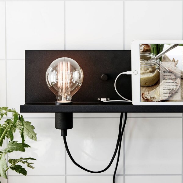 Zidne Svjetiljka Markslöjd, Multi USB, prigušiv, Crno, Dnevna soba, Metal, Moderan