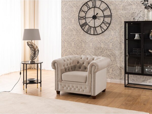 Bež baršunasti chesterfield fotelja York Blik – Ropez