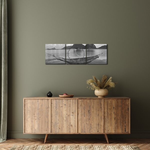 Slika - Viseća mreža na plaži (sa satom) (90x30 cm)