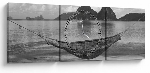 Slika - Viseća mreža na plaži (sa satom) (90x30 cm)