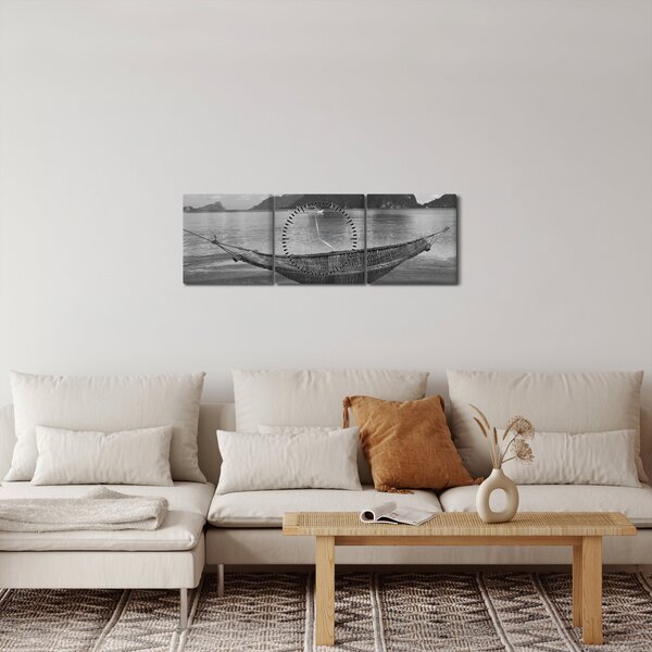 Slika - Viseća mreža na plaži (sa satom) (90x30 cm)
