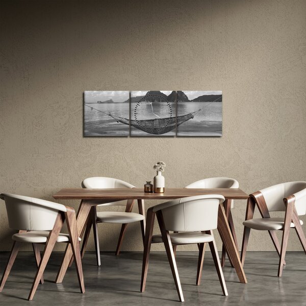 Slika - Viseća mreža na plaži (sa satom) (90x30 cm)
