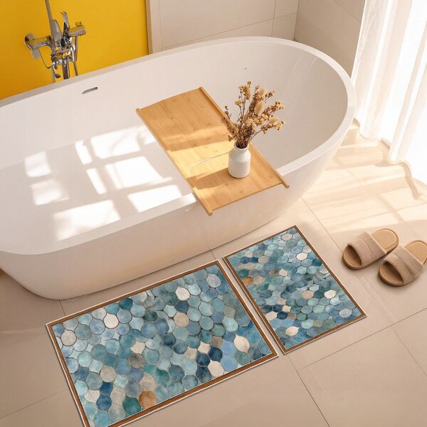 Plave kupaonske prostirke u setu 2 kom 60x100 cm – Foutastic