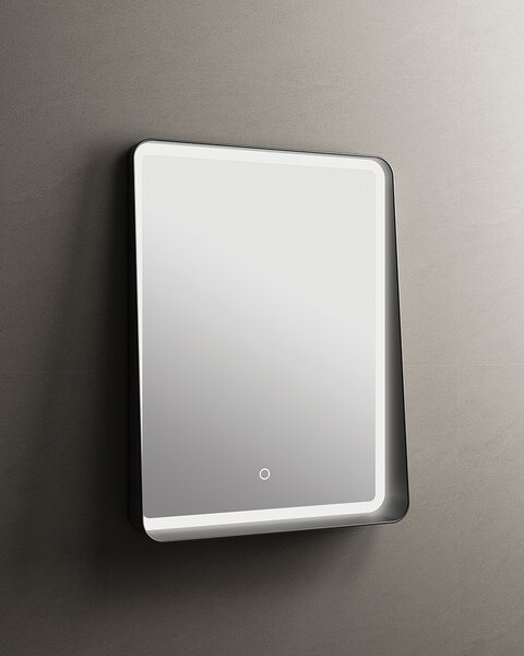 Idealaqua ogledalo s LED rasvjetom R, 60×80 cm, mat crni okvir