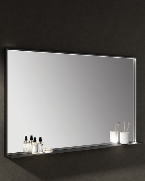 Idealaqua ogledalo s LED rasvjetom R, 80×80 cm, mat crni okvir